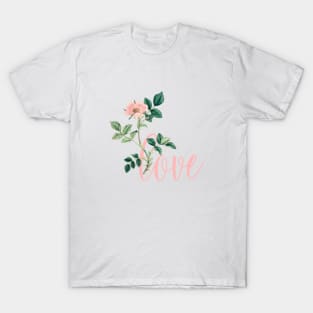 Valentine with Pink Rose Flower T-Shirt